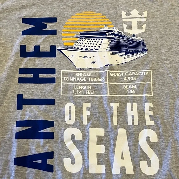 Royal Caribbean anthem of the sea gray men’s tee shirt size large new with tags - Picture 3 of 5
